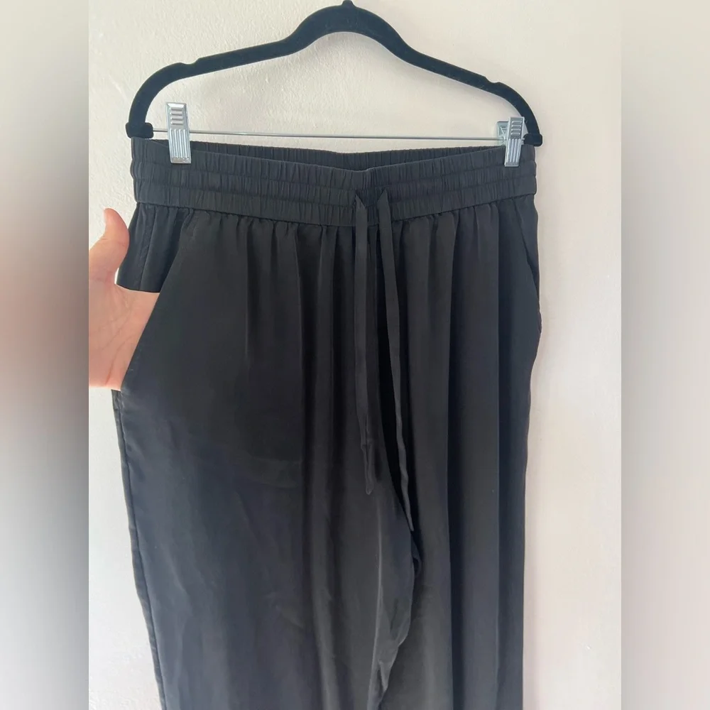 Lahgo Men’s Black Washable Silk Pull-On‎ Pajama Pants Size Large